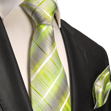 Summer Green Silk Tie and Pocket Square Paul Malone Ties - Paul Malone.com