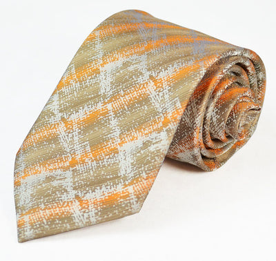 Gold Patterned Silk Tie and Pocket Square Paul Malone Ties - Paul Malone.com