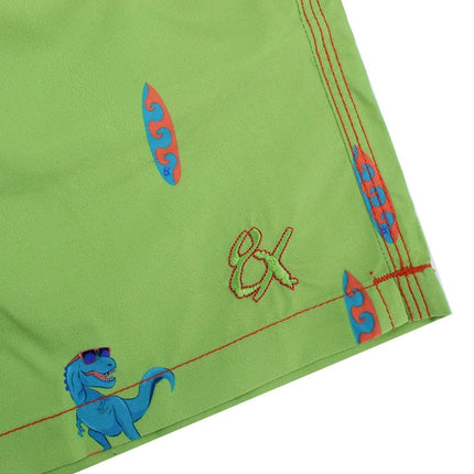 Green Surfing T-Rex Swim Trunks by EightX Eight X Trunks - Paul Malone.com
