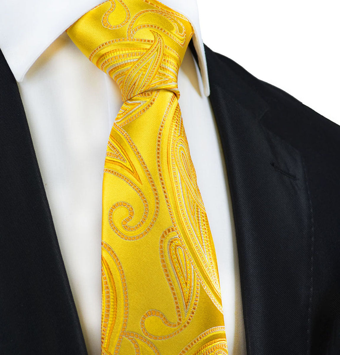 Yellow Paisley Silk Necktie | Paul Malone