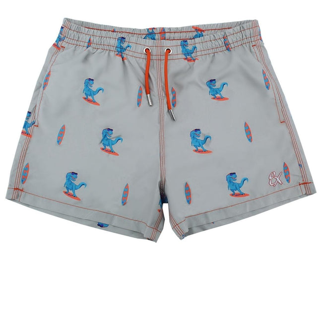 Gray Surfing T-Rex Swim Trunks by EightX Eight X Trunks - Paul Malone.com