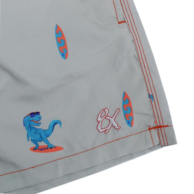 Gray Surfing T-Rex Swim Trunks by EightX Eight X Trunks - Paul Malone.com
