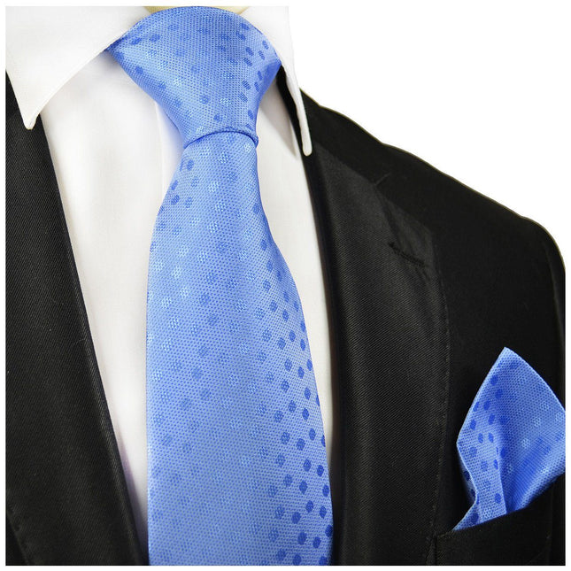 Light Blue Polka Dot Silk Tie and Pocket Square Paul Malone Ties - Paul Malone.com