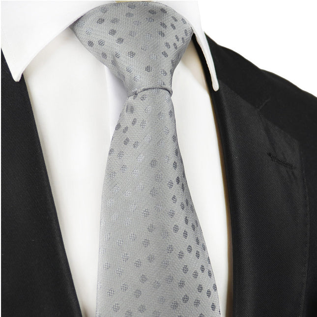 Grey Polka Dot Silk Necktie by Paul Malone Paul Malone Ties - Paul Malone.com