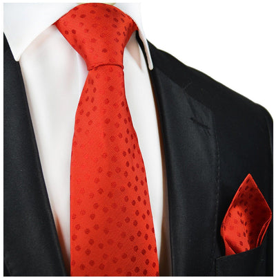 Red Polka Dot Silk Tie and Pocket Square Paul Malone Ties - Paul Malone.com