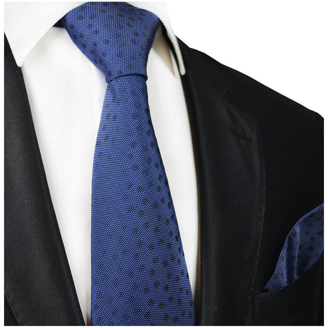 Navy Polka Dot Silk Tie and Pocket Square Paul Malone Ties - Paul Malone.com