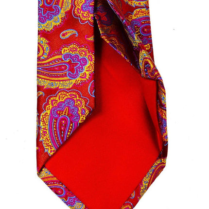 Red, Pink and Yellow Paisley 7-fold Silk Tie Set Paul Malone Ties - Paul Malone.com