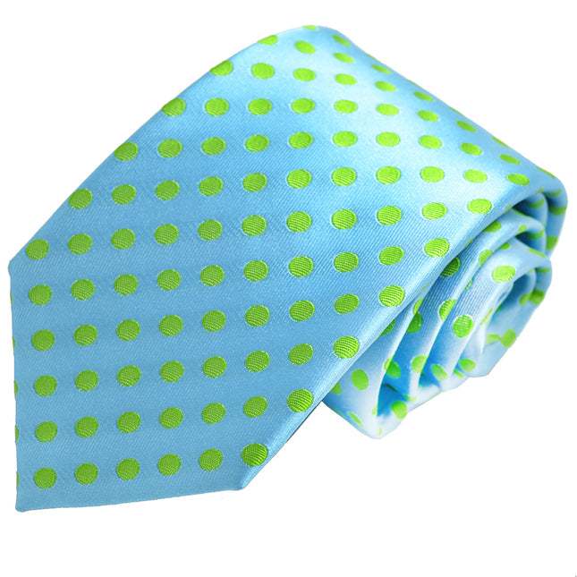 Angel Blue and Green Polka Dot Silk Tie and Pocket Square Paul Malone Ties - Paul Malone.com