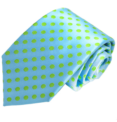 Angel Blue and Green Polka Dot Silk Tie and Pocket Square Paul Malone Ties - Paul Malone.com