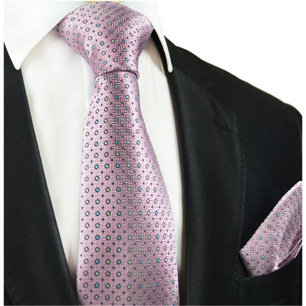 Pink Polka Dots Silk Tie and Pocket Square Paul Malone Ties - Paul Malone.com