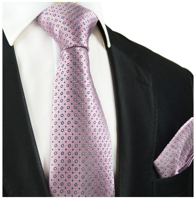 Pink Polka Dots Silk Tie and Pocket Square Paul Malone Ties - Paul Malone.com