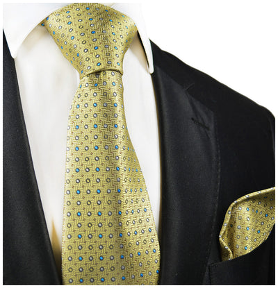 Yellow Polka Dots Silk Tie and Pocket Square Paul Malone Ties - Paul Malone.com