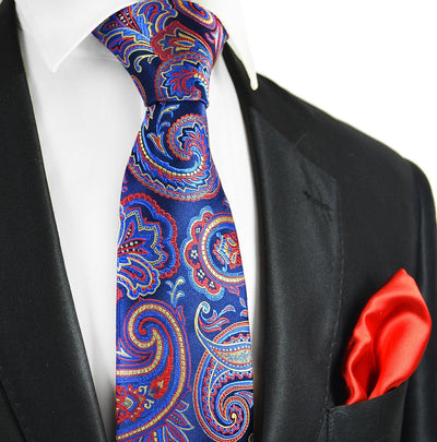 Navy, Red and Gold 7-fold Silk Tie Set Paul Malone Ties - Paul Malone.com