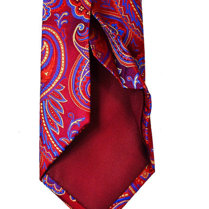 Red Paisley 7-fold Silk Tie and Pocket Square Paul Malone Ties - Paul Malone.com