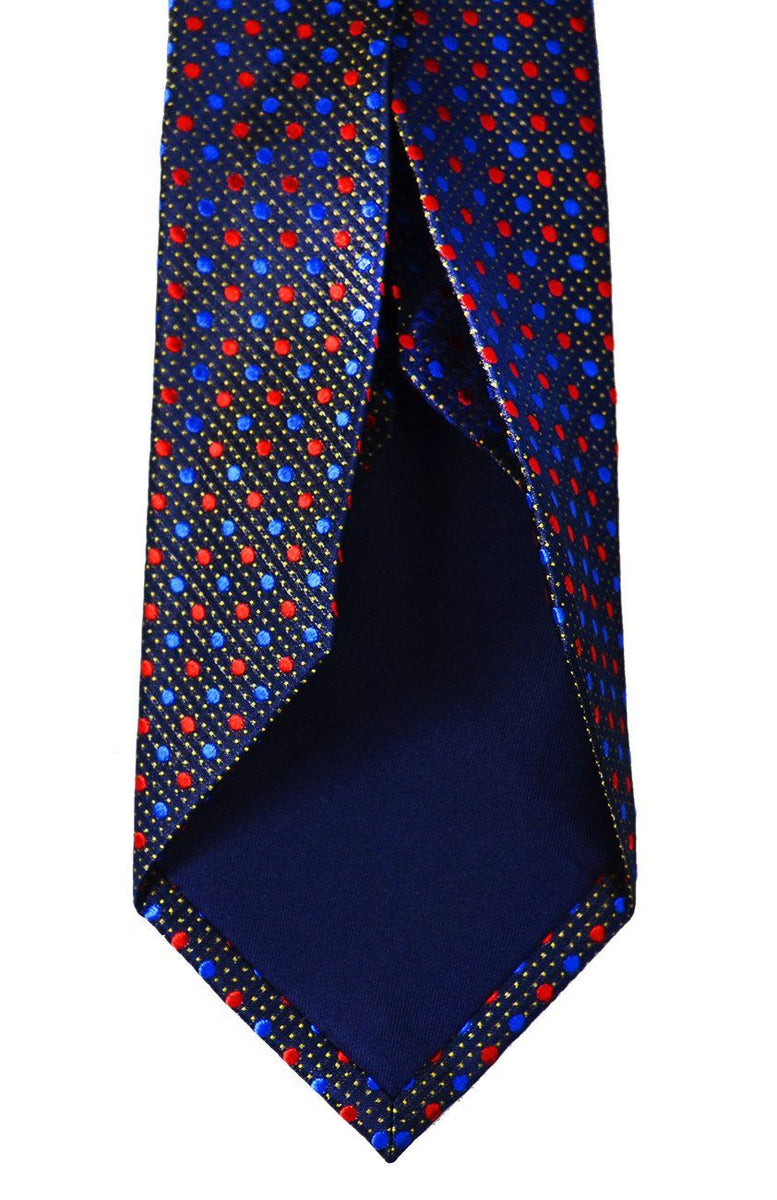 Navy and Red Silk 7-fold Tie Set | Paul Malone