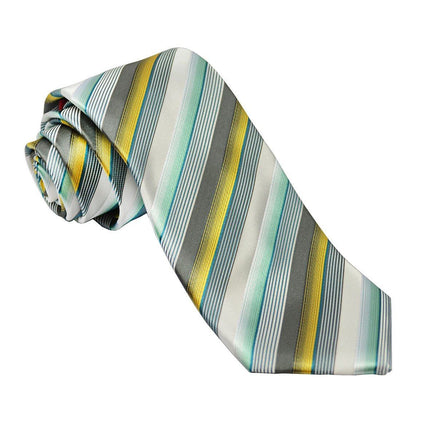Sea Foam Green Striped Tie and Pocket Square Set Paul Malone Ties - Paul Malone.com