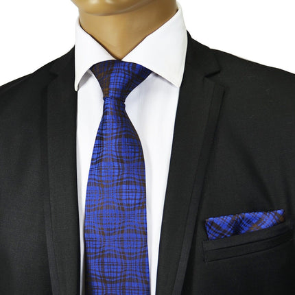 Blue and Black Silk Tie and Pocket Square Paul Malone Ties - Paul Malone.com