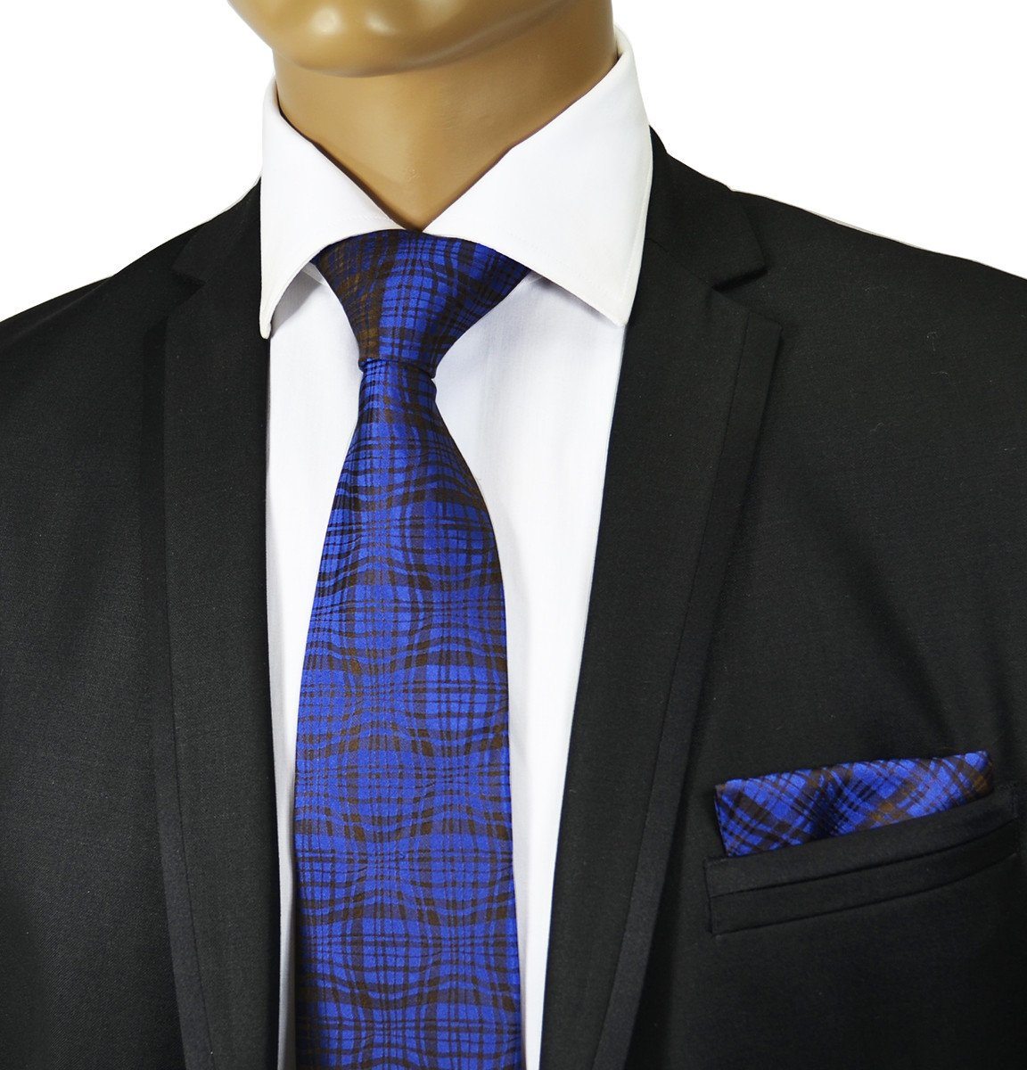 Blue and Black Silk Tie and Pocket Square | Paul Malone