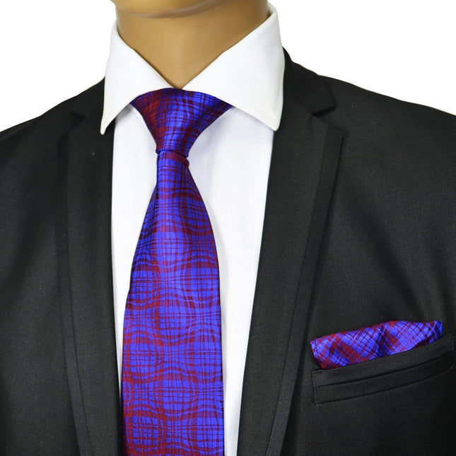 Blue and Red Silk Tie and Pocket Square Paul Malone Ties - Paul Malone.com