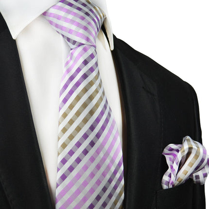 Purple and Brown Silk Tie and Pocket Square Paul Malone Ties - Paul Malone.com