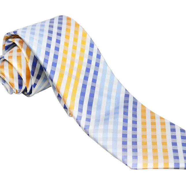 Blue and Orange Silk Tie and Pocket Square Paul Malone Ties - Paul Malone.com