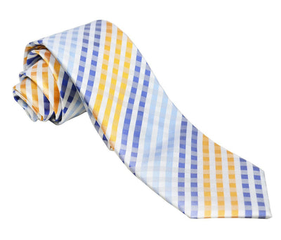 Blue and Orange Silk Tie and Pocket Square Paul Malone Ties - Paul Malone.com