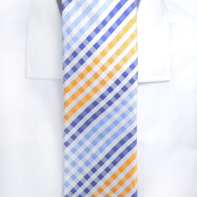 Blue and Orange Silk Tie and Pocket Square Paul Malone Ties - Paul Malone.com