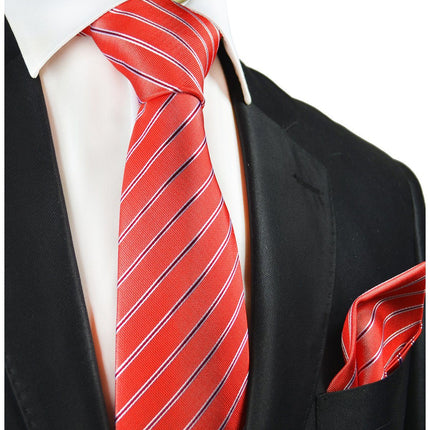 Red Striped Silk Tie and Pocket Square Paul Malone Ties - Paul Malone.com