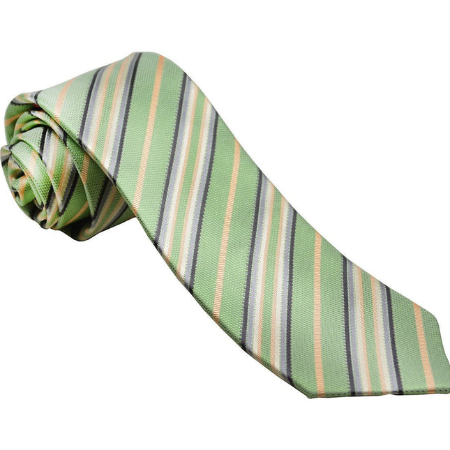 Green Striped Silk Tie and Pocket Square Paul Malone Ties - Paul Malone.com