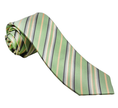 Green Striped Silk Tie and Pocket Square Paul Malone Ties - Paul Malone.com