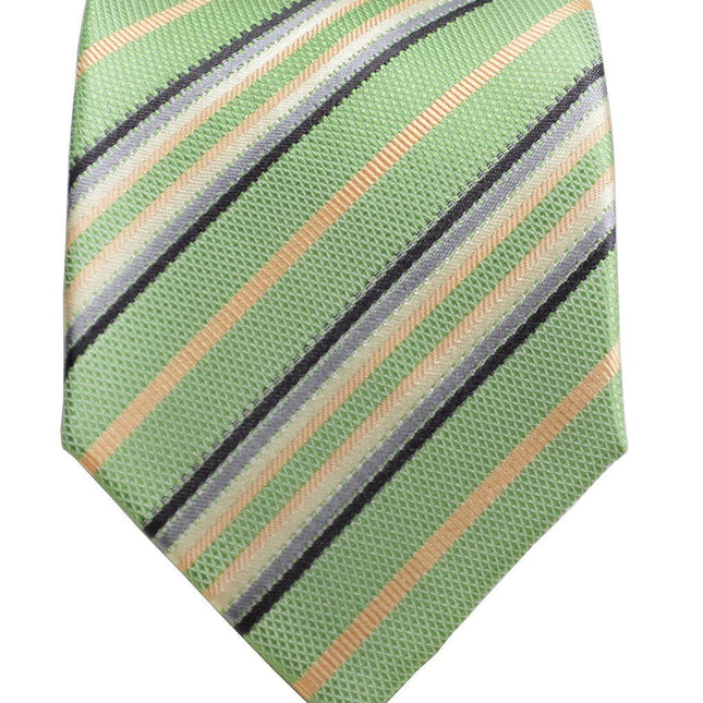 Green Striped Silk Tie and Pocket Square Paul Malone Ties - Paul Malone.com