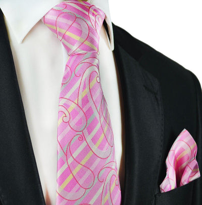 Pink Silk Tie and Pocket Square Paul Malone Ties - Paul Malone.com