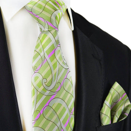 Green Silk Tie and Pocket Square Paul Malone Ties - Paul Malone.com