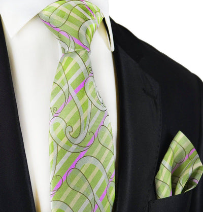 Green Silk Tie and Pocket Square Paul Malone Ties - Paul Malone.com