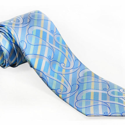 Aquamarine Striped Silk Tie and Pocket Square Paul Malone Ties - Paul Malone.com