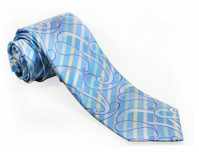 Aquamarine Striped Silk Tie and Pocket Square Paul Malone Ties - Paul Malone.com