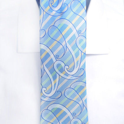 Aquamarine Striped Silk Tie and Pocket Square Paul Malone Ties - Paul Malone.com