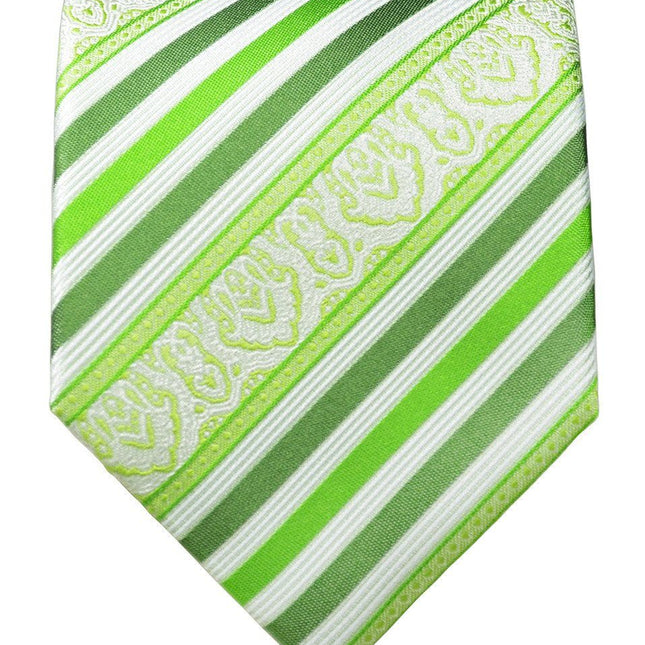 Green Striped Silk Tie and Pocket Square Paul Malone Ties - Paul Malone.com