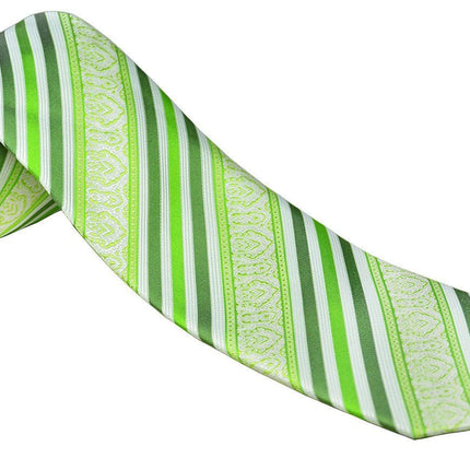 Green Striped Silk Tie and Pocket Square Paul Malone Ties - Paul Malone.com