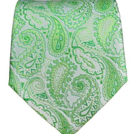 Green Paisley Silk Tie Set and Pocket Square Paul Malone Ties - Paul Malone.com