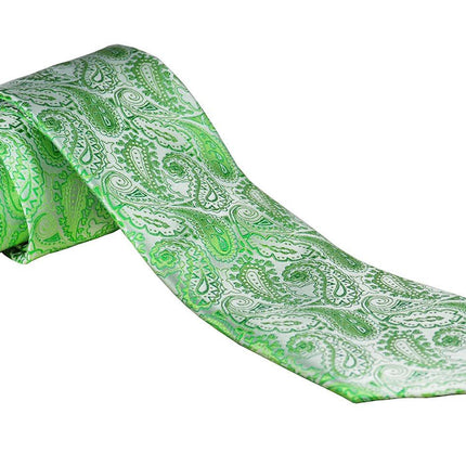 Green Paisley Silk Tie Set and Pocket Square Paul Malone Ties - Paul Malone.com