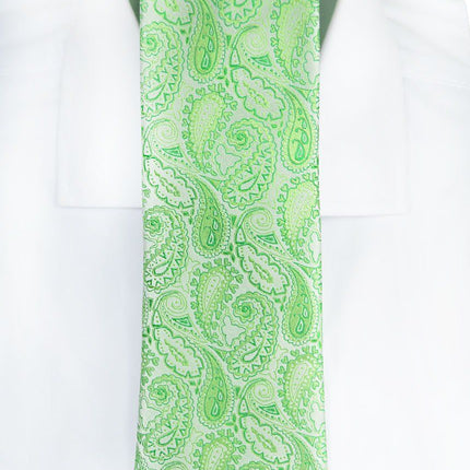 Green Paisley Silk Tie Set and Pocket Square Paul Malone Ties - Paul Malone.com
