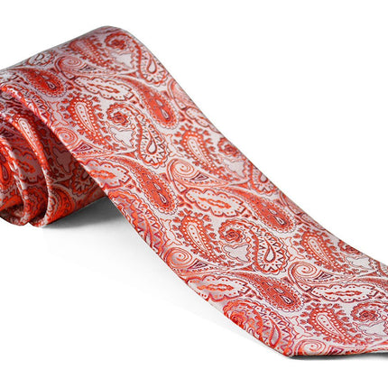 Red Paisley Silk Tie and Pocket Square Paul Malone Ties - Paul Malone.com