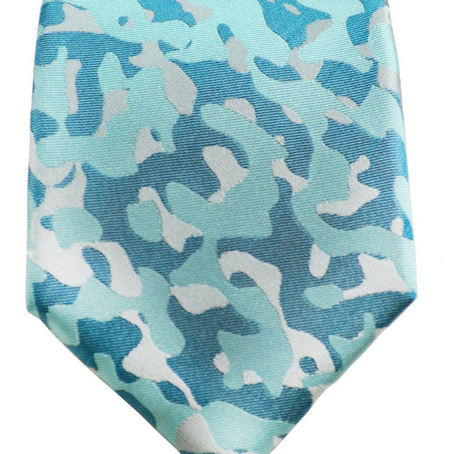 Turquoise Camouflage Silk Tie and Pocket Square Paul Malone Ties - Paul Malone.com