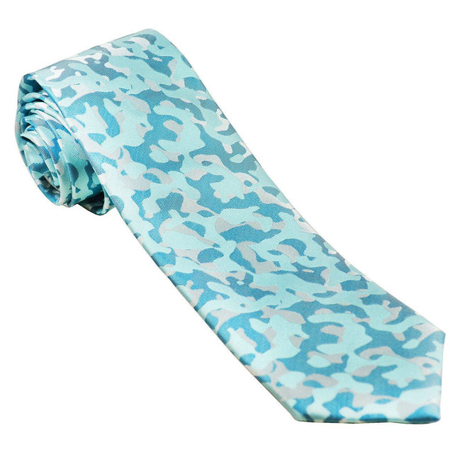 Turquoise Camouflage Silk Tie and Pocket Square Paul Malone Ties - Paul Malone.com