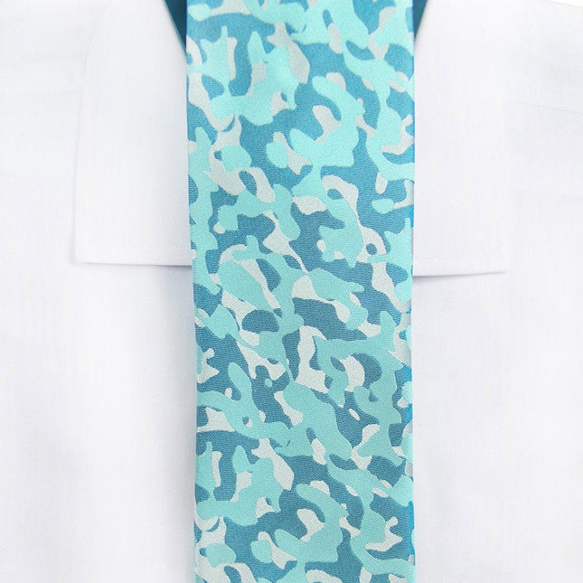 Turquoise Camouflage Silk Tie and Pocket Square Paul Malone Ties - Paul Malone.com