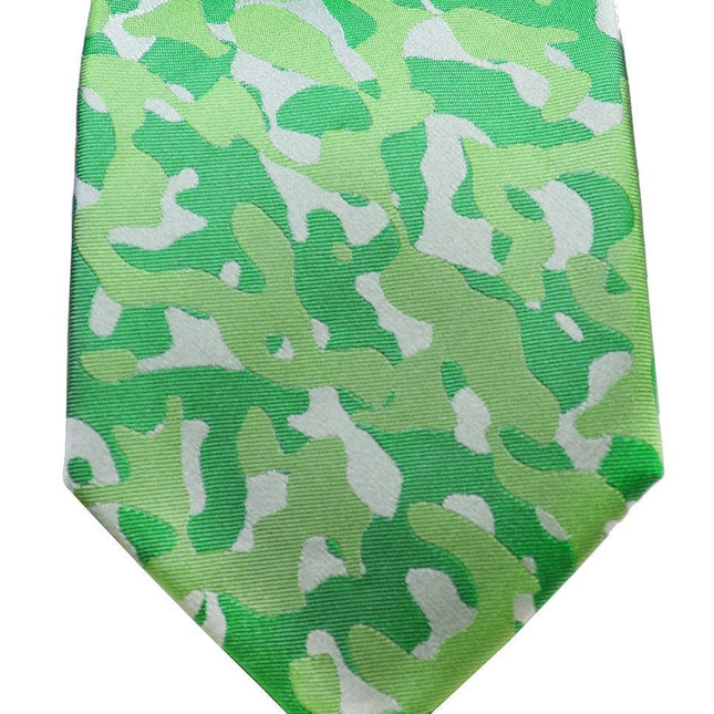 Kelly Green Camouflage Silk Tie and Pocket Square Paul Malone Ties - Paul Malone.com