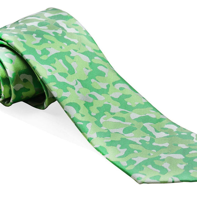 Kelly Green Camouflage Silk Tie and Pocket Square Paul Malone Ties - Paul Malone.com
