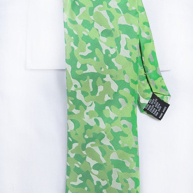 Kelly Green Camouflage Silk Tie and Pocket Square Paul Malone Ties - Paul Malone.com