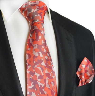 Red Camouflage Silk Tie and Pocket Square Paul Malone Ties - Paul Malone.com